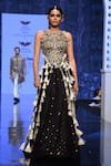 Buy_Payal Singhal_Black Georgette, Silkmul Round Alma Tassel Embellished Choli Lehenga Set _at_Aza_Fashions