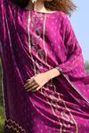 Shop Pooja Rajgarhia Gupta Purple Georgette, Modal Satin Round Printed Kurta And Pant Set at Aza Fashions Shop_Pooja Rajgarhia Gupta_Purple Georgette, Modal Satin Round Printed Kurta And Pant Set _at_Aza_Fashions