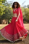 Buy_Pooja Rajgarhia Gupta_Pink Net, Georgette Halter Printed Lehenga Set _at_Aza_Fashions