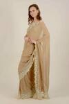 Rina Dhaka_Beige Georgette Embroidered Saree With Blouse_Online_at_Aza_Fashions
