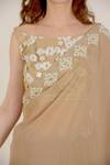 Rina Dhaka_Beige Georgette Embroidered Saree With Blouse_at_Aza_Fashions
