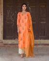 Shop_Gulabo Jaipur_Orange Chikan Leaf Neck Floral Print Kurta Set _Online_at_Aza_Fashions