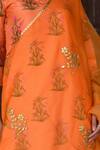 Gulabo Jaipur_Orange Chikan Leaf Neck Floral Print Kurta Set _at_Aza_Fashions