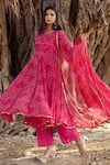 Gulabo Jaipur_Pink Georgette Round Bandhani Print Anarkali Pant Set _Online_at_Aza_Fashions