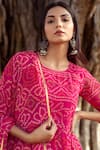 Gulabo Jaipur_Pink Georgette Round Bandhani Print Anarkali Pant Set _at_Aza_Fashions