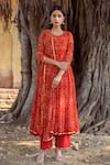 Buy Gulabo Jaipur Red Cotton, Georgette Round Bandhani Print Anarkali Set at Aza Fashions Buy_Gulabo Jaipur_Red Cotton, Georgette Round Bandhani Print Anarkali Set _at_Aza_Fashions