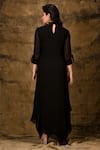 Shop_Aariyana Couture_Black Viscose Georgette Round Asymmetric Maxi Dress_at_Aza_Fashions