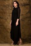 Aariyana Couture_Black Viscose Georgette Round Asymmetric Maxi Dress_Online_at_Aza_Fashions