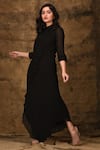 Buy_Aariyana Couture_Black Viscose Georgette Round Asymmetric Maxi Dress_Online_at_Aza_Fashions