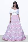 Shriya Som_Pink Organza Chevron Embellished Lehenga For Women_Online_at_Aza_Fashions