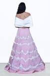 Shop_Shriya Som_Pink Organza Chevron Embellished Lehenga For Women_at_Aza_Fashions