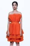 Buy_SHRIYA SOM_Orange Bandeau Ruffle Dress  _Online_at_Aza_Fashions