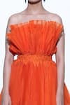 Shop_SHRIYA SOM_Orange Bandeau Ruffle Dress  _Online_at_Aza_Fashions