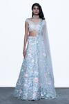 Buy_Shriya Som_Blue Floral Embroidered Lehenga For Women_at_Aza_Fashions
