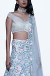 SHRIYA SOM_Blue Floral Embroidered Lehenga _Online_at_Aza_Fashions