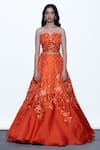 Buy_SHRIYA SOM_Orange Ikat Floral Embroidered Lehenga _at_Aza_Fashions