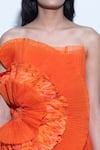 Shop_SHRIYA SOM_Orange Bandeau Floral Applique Tiered Dress  _Online_at_Aza_Fashions