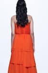 Buy_SHRIYA SOM_Orange Bandeau Floral Applique Tiered Dress  _Online_at_Aza_Fashions