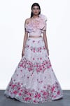 Shop_Shriya Som_Pink Floral Embroidered Lehenga For Women_at_Aza_Fashions