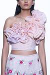 Buy Shriya Som Pink Ruffle One Shoulder Crop Top Online at Aza Fashions Buy_Shriya Som_Pink Ruffle One Shoulder Crop Top _Online_at_Aza_Fashions