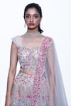 Shriya Som_Beige Sweetheart Neck Floral Embroidered Blouse _Online_at_Aza_Fashions