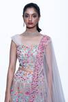 Shop_Shriya Som_Beige Floral Embroidered Dupatta_Online_at_Aza_Fashions