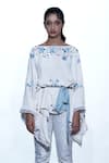 Buy_SHRIYA SOM_White Georgette Boat Embroidered Kaftan Top  _at_Aza_Fashions