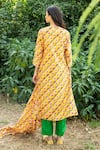 Shop_Rang Swati Vijaivargie_Yellow Silk Chanderi Round Kurta And Pant Set _at_Aza_Fashions