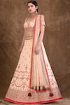 Buy_Aariyana Couture_Peach Tafetta And Malmal Sweetheart Neck Embroidered Lehenga Set _Online_at_Aza_Fashions