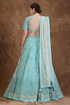 Shop_Aariyana Couture_Blue Tafetta And Malmal Sweetheart Neck Embroidered Lehenga Set _at_Aza_Fashions
