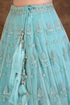 Aariyana Couture_Blue Tafetta And Malmal Sweetheart Neck Embroidered Lehenga Set _at_Aza_Fashions