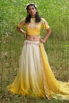 Buy_Incheetape_White Organza Round Embroidered Lehenga Set _at_Aza_Fashions