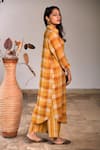 Linen Bloom_Yellow Pure Linen Embroidery Round Checks Tunic _Online_at_Aza_Fashions