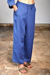 Buy_Linen Bloom_Blue Pure Linen Pants _Online_at_Aza_Fashions