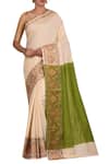 Buy_Nazaakat by Samara Singh_Cream Banarasi Silk Pure Saree_at_Aza_Fashions