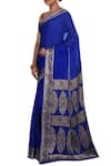 Nazaakat by Samara Singh_Blue Banarasi Cotton Georgette Silk Pure Saree_Online_at_Aza_Fashions