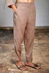 Linen Bloom_Beige Pure Linen Pencil Pants _Online_at_Aza_Fashions