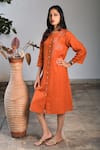 Shop_Linen Bloom_Orange Pure Linen Embroidery Round Tunic _Online_at_Aza_Fashions