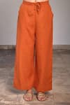 Shop_Linen Bloom_Orange Pure Linen Pant _at_Aza_Fashions