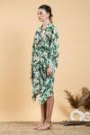 Shop_Divi By Sonal Khandelwal_Green Georgette V-neck Wild Apple Print Kaftan _Online_at_Aza_Fashions
