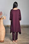 Shop_Linen Bloom_Purple Pure Linen Embroidery Round Tunic _at_Aza_Fashions