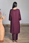 Shop_Linen Bloom_Purple Pure Linen Embroidery Round Tunic _at_Aza_Fashions