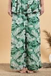Divi By Sonal Khandelwal_Green Bamboo, Georgette Bandeau Neck Wild Apple Print Top And Palazzo Set _at_Aza_Fashions