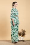 Buy_Divi By Sonal Khandelwal_Green Bamboo, Georgette Bandeau Neck Wild Apple Print Top And Palazzo Set _Online_at_Aza_Fashions