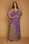 Buy_k-anshika_Multi Color Georgette V Neck Printed Kaftan _at_Aza_Fashions