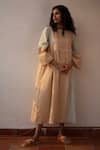 Buy_Banera_Yellow Cotton Hand Printed Checkered Round Maxi Dress _at_Aza_Fashions