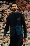 Buy_Shantnu Nikhil_Blue Crush Georgette Embroidered Nehru Jacket _at_Aza_Fashions