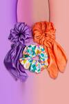 Buy_Hair Drama CO_Multi Color Printed Knotted Bow Scrunchies Set Of 3_at_Aza_Fashions