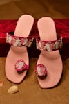 Shop_Dhwni Singhvi_Pink Embellished Tulip Block Heels _at_Aza_Fashions