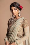 Kalista_Green Pre-draped Saree With Cape_Online_at_Aza_Fashions